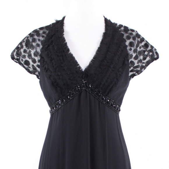 Badgley Mischka black cap sleeve dress S - Picture 2 of 8